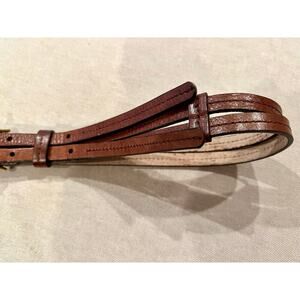 Brown Leather Skinny Double Belt Womens Large Classic Western Cottagecore